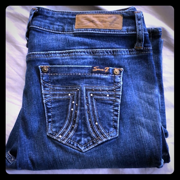 Seven7 Denim - Desert Revival Western Seven 7 Bootcut deep Blue‎ Jeans size 8 Cotton Blend